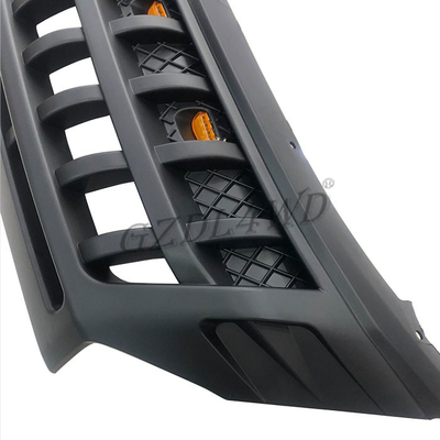 Matte Black Front Grill Mesh With White Amber LED Lights Car Accessories