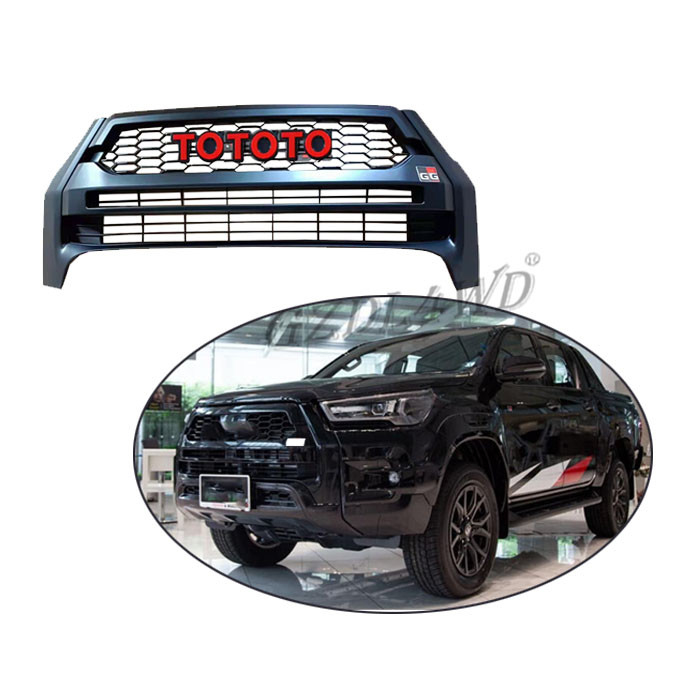 Matte Black Front Grill Mesh Auto Bumper Body Kit For Toyota Hilux  Revo Rocco Upgrate Gr